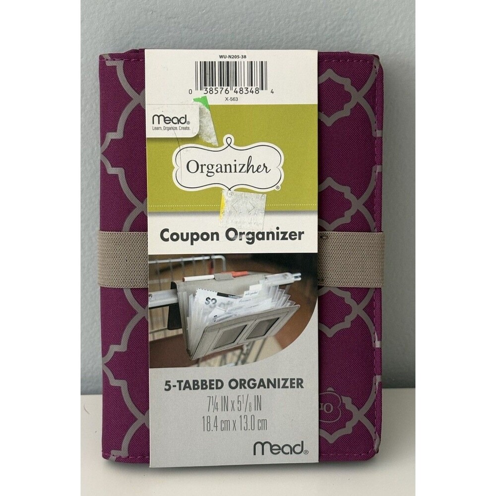 Mead OrganizHer Coupon Organizer 5 Tabbed Organizer Pen Slot ID Slot Purple New